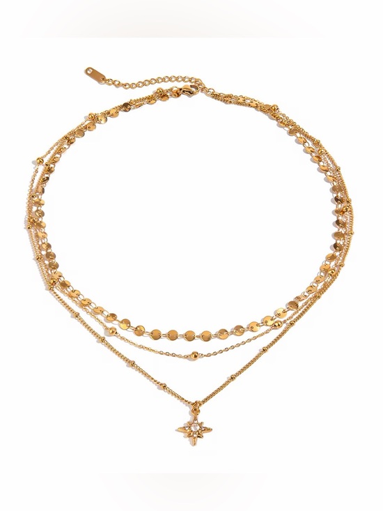 SahrzJewellery Jewelry - 18K Gold Plated Layered Star Pendant Necklace